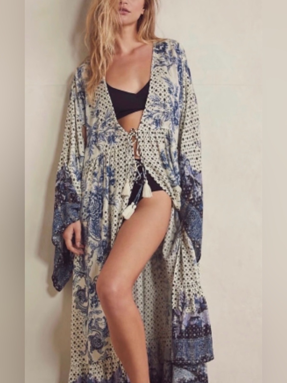 Free People Rare Antoinette Robe - Maxi with Tie Size M/L